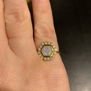 La Kaiser Yellow Gold Plated Moonstone & Opal Ring